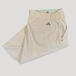 Adidas Golf Shorts Men Beige Size 38 Flat Front Performance Stretch Lightweight‎
